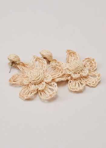 Phase Eight Raffia Oversized Flower Jewellery Beige Canada | HUOIBS-017